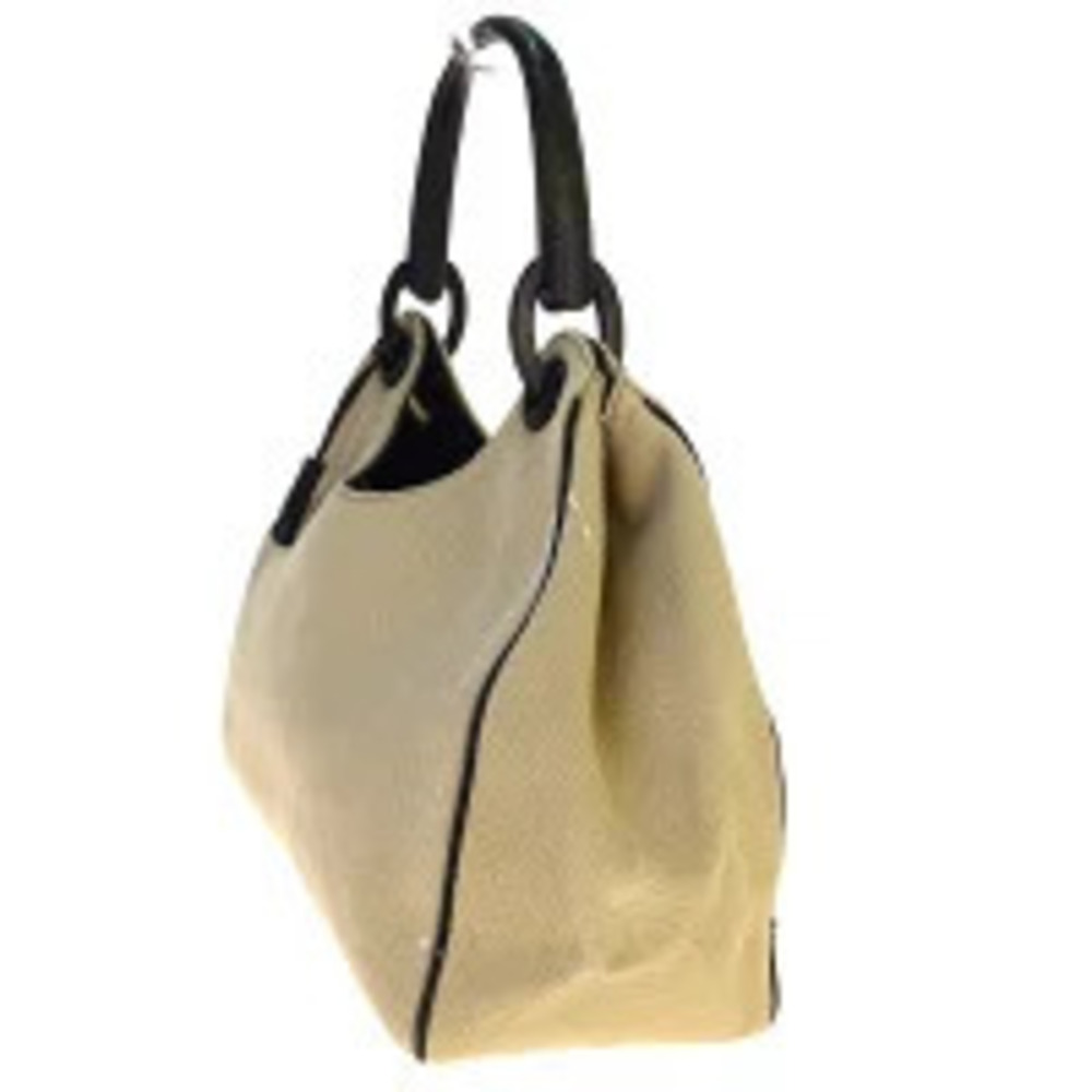 Gucci Canvas Leather Bag Shoulder Beige Tan